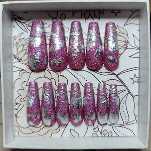 Let's Go Party hand made press on nails